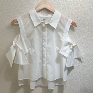 Milly - Trapeze Style Cold-Shoulder Blouse with Self-Tie Sleeves - New w/o Tags